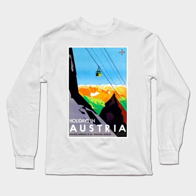 Vintage Travel Poster Holidays in Austria Long Sleeve T-Shirt by vintagetreasure